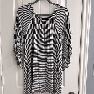 Black and White Striped Women's Top